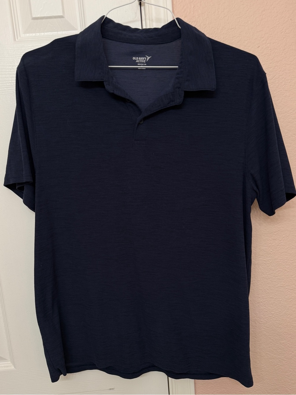 Old Navy Active Mens L Dark Navy Blue Breathe On Short Sleeve Polo Shirt